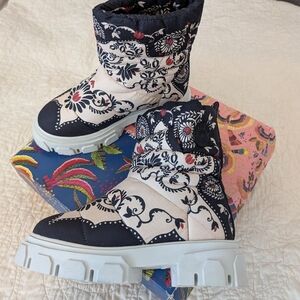 Stylish Black and White Patterned Boots